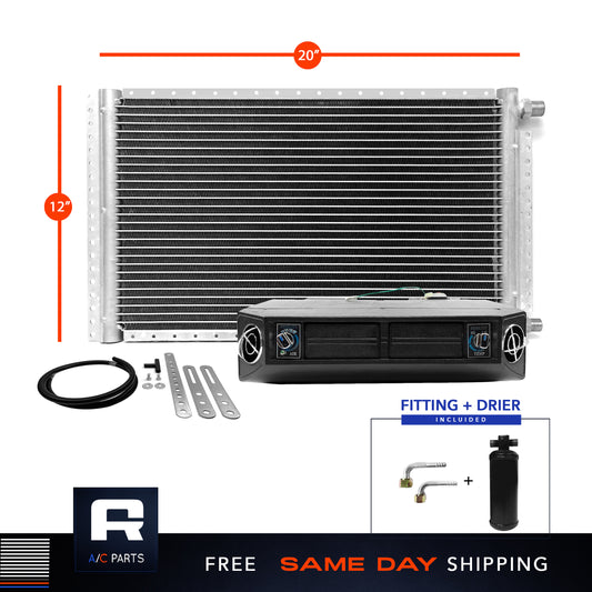 Universal Kit Under dash Evaporator 12V & Condenser Parallel Flow 12" x 20"