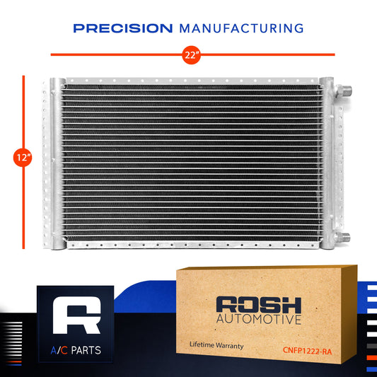 Auto AC A/C Universal Condenser Parallel Flow 12" x 22" O-ring #6 and #8
